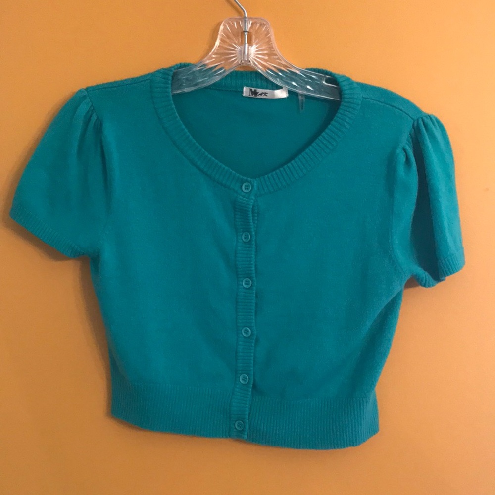 Cropped Green Cardigan